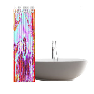Shower Curtains, Abstract Tropical Aqua and Purple Hibiscus Flower