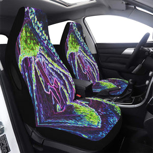 Car Seat Covers, Graphic Black White Blue and Green Rose Detail