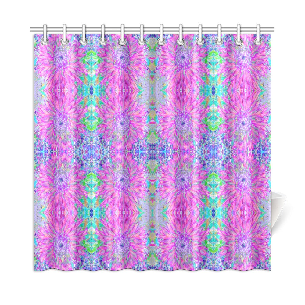 Shower Curtains, Cool Magenta, Pink and Purple Dahlia Pattern