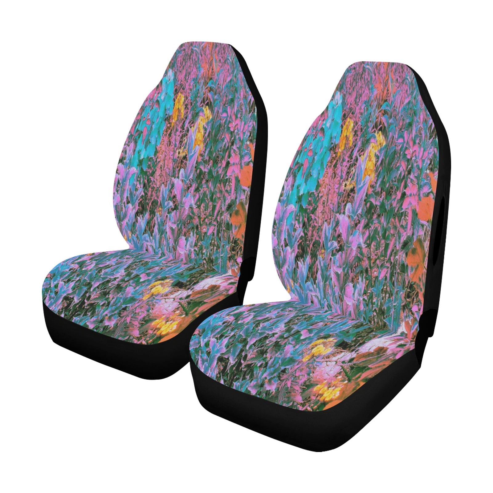 Car Seat Covers, Abstract Coral, Pink, Green and Aqua Garden Foliage