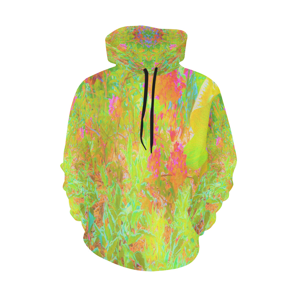 Hoodies for Men, Autumn Colors Landscape with Hot Pink Hydrangea
