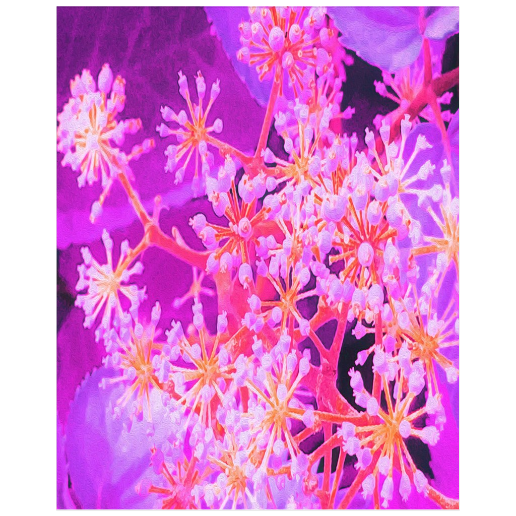 Posters, Cool Abstract Retro Nature in Purple and Coral - Vertical