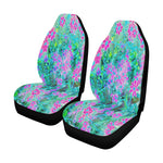 Car Seat Covers, Pretty Magenta and Royal Blue Garden Flowers