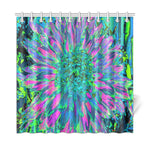 Shower Curtains, Psychedelic Magenta, Aqua and Lime Green Dahlia