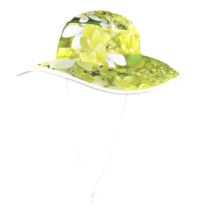 Wide Brim Sun Hat - Elegant Chartreuse Green Limelight Hydrangea