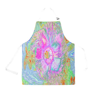 Apron with Pockets, Psychedelic Hot Pink and Ultra-Violet Hibiscus