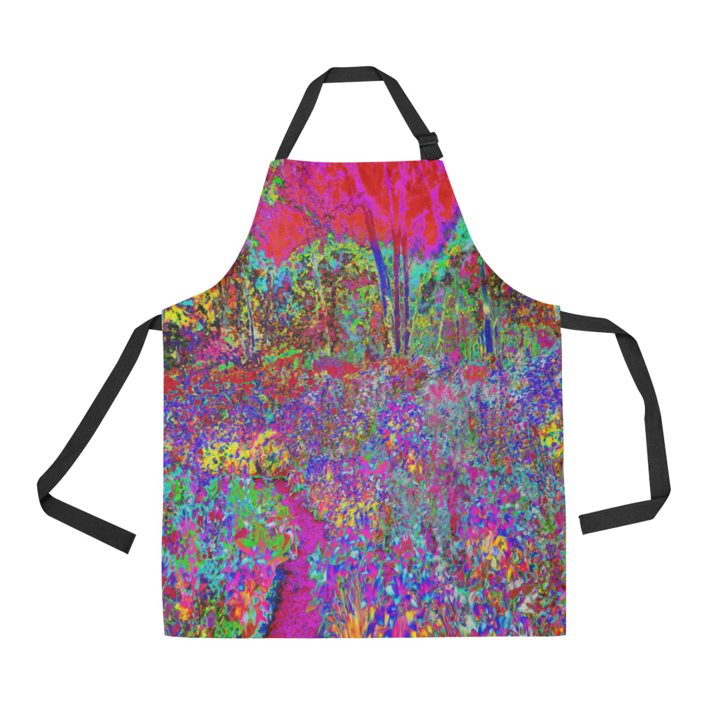 Apron with Pockets, Psychedelic Impressionistic Garden Landscape