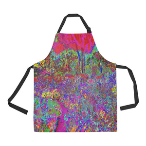 Apron with Pockets, Psychedelic Impressionistic Garden Landscape