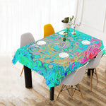 Tablecloths for Rectangular Tables, Groovy Abstract Retro Rainbow Liquid Swirl - 84 X 60"