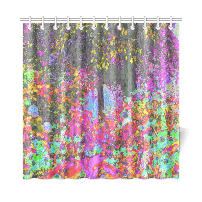 Shower Curtains, Psychedelic Tropical Festival Garden Sunrise