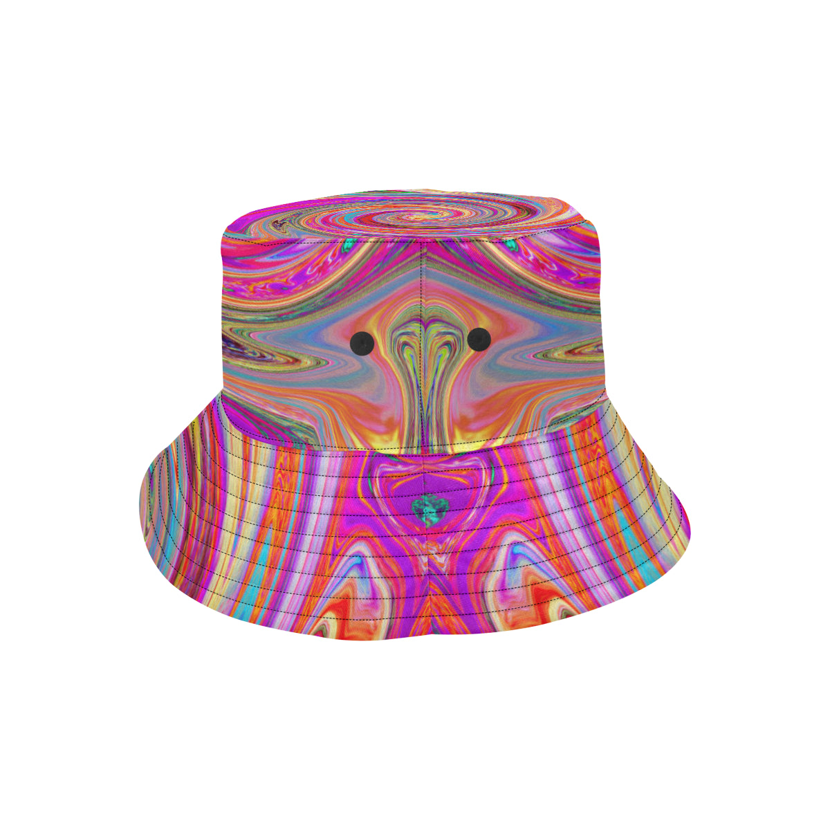 Bucket Hats, Colorful Rainbow Swirl Retro Abstract Design