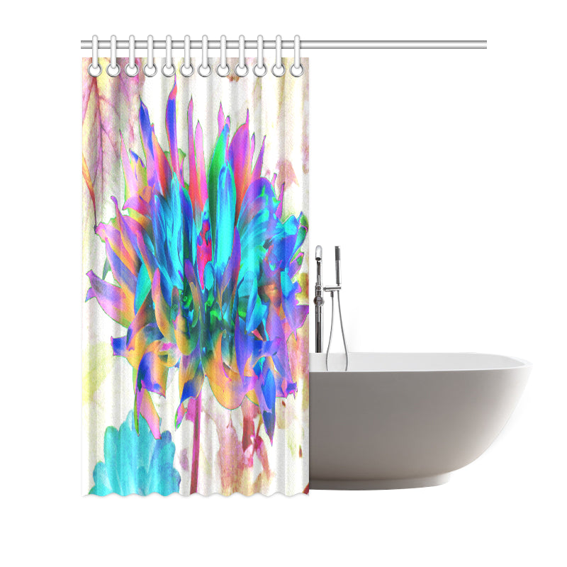 Shower Curtains, Stunning Watercolor Rainbow Cactus Dahlia