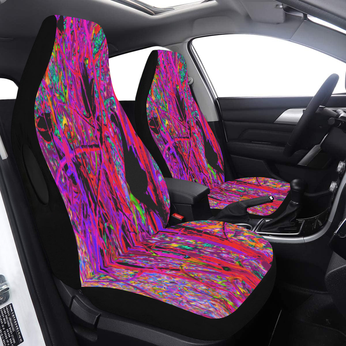 Car Seat Covers, Trippy Abstract Rainbow Oriental Lily Flowers