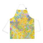 Apron with Pockets, Pretty Yellow and Red Flowers with Turquoise