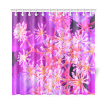 Shower Curtain, Cool Abstract Retro Nature in Purple and Coral