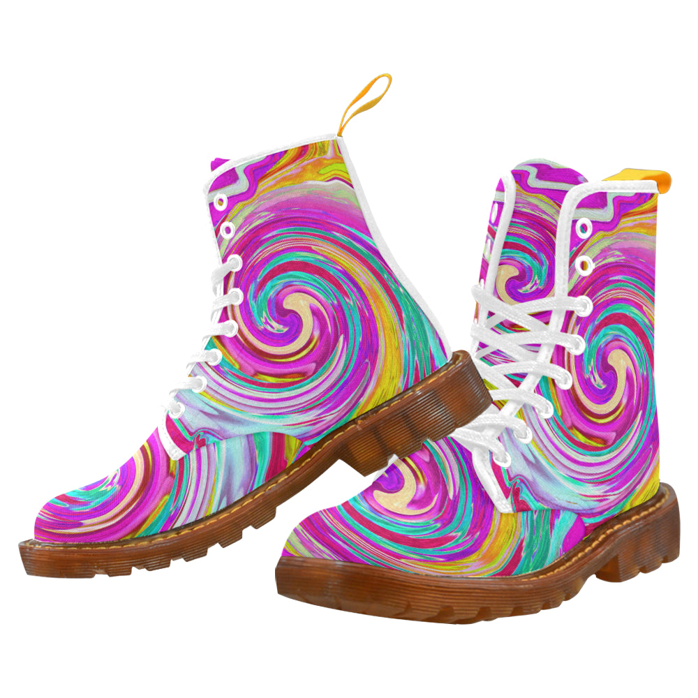 Boots for Women, Colorful Fiesta Swirl Retro Abstract Design