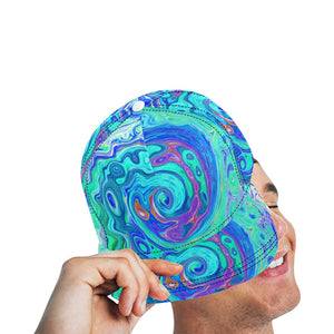 Snapback Hats, Groovy Abstract Ocean Blue and Green Liquid Swirl