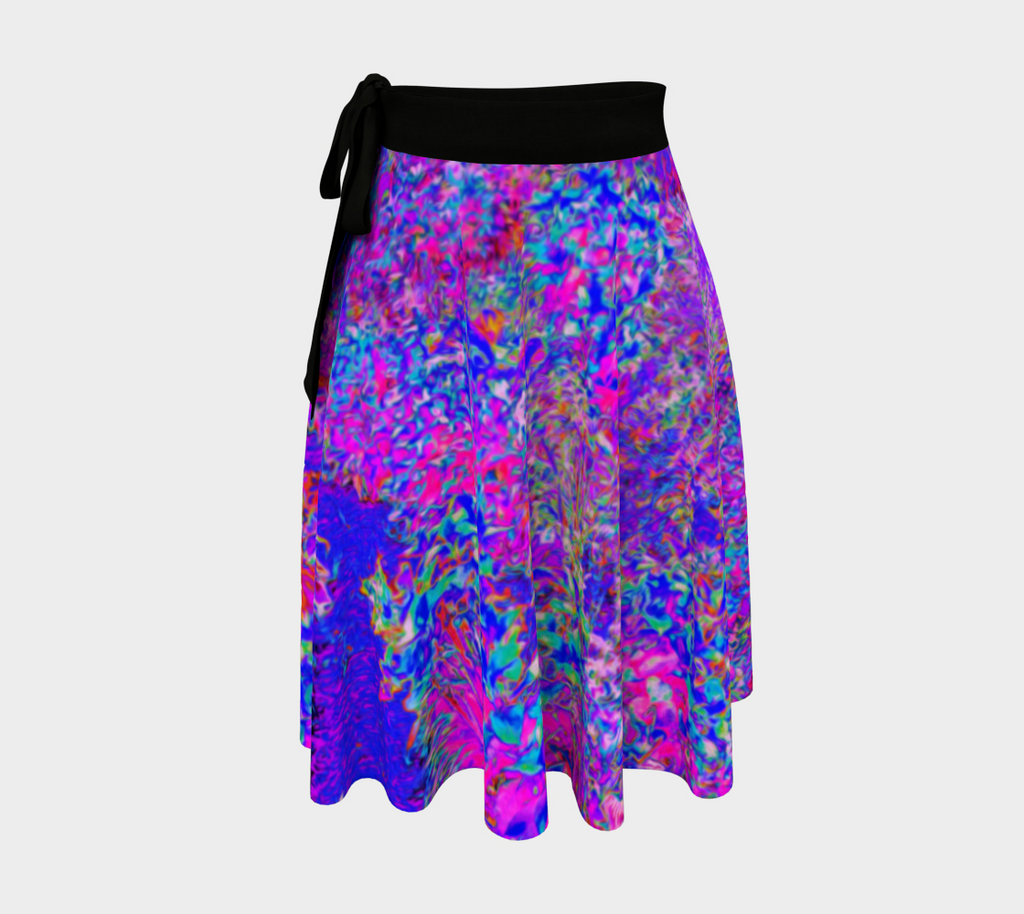 Artsy Wrap Skirt, Psychedelic Impressionistic Purple Garden Landscape