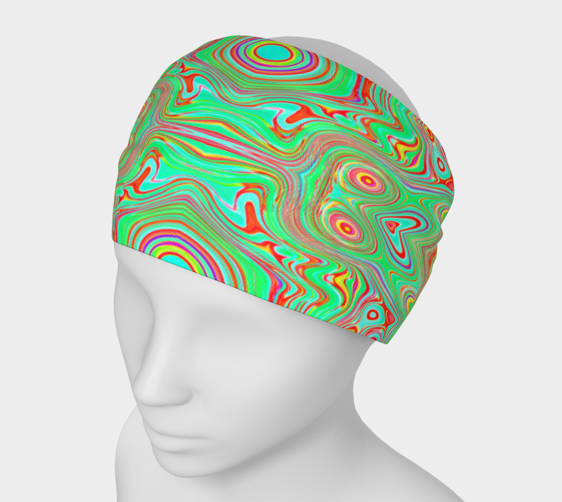Headband, Trippy Retro Orange and Lime Green Abstract Pattern