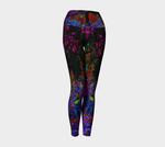 Artsy Yoga Leggings, Psychedelic Crimson Red and Black Garden Sunrise