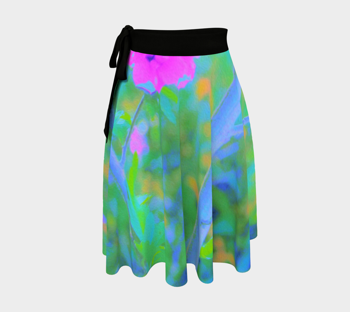 Wrap Skirts, Pink Rose of Sharon Impressionistic Garden