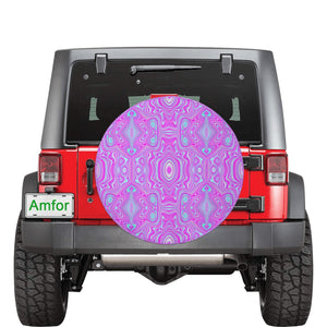 Spare Tire Covers, Trippy Hot Pink and Aqua Blue Abstract Pattern - Large