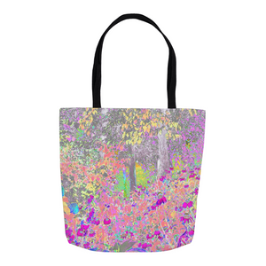 Tote Bags, Watercolor Garden Sunrise with Purple Flowers