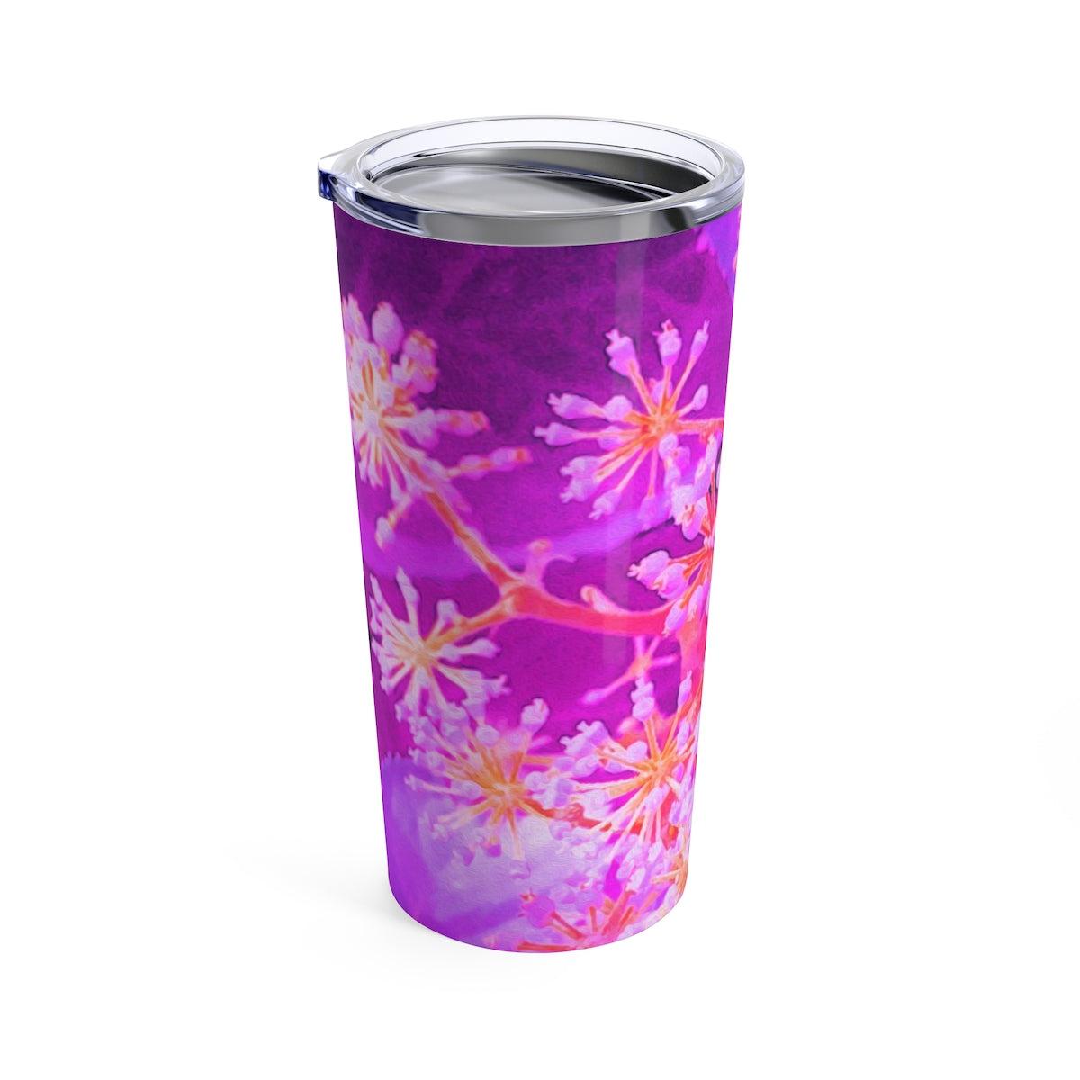 Tumbler 20oz, Cool Abstract Retro Nature in Purple and Coral