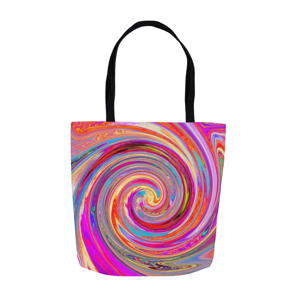 Tote Bags, Colorful Rainbow Swirl Retro Abstract Design