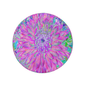 Spare Tire Covers, Cool Pink Blue and Purple Artsy Dahlia Bloom - Medium