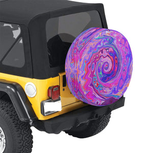 Spare Tire Covers, Retro Purple and Orange Abstract Groovy Swirl - Small