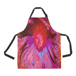 Apron with Pockets, Psychedelic Trippy Retro Red Hibiscus Flower