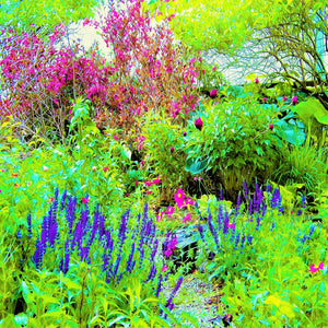 Capri Leggings for Women, Green Spring Garden Landscape with Peonies