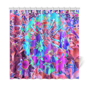 Shower Curtains, Blooming Abstract Purple and Blue Flower