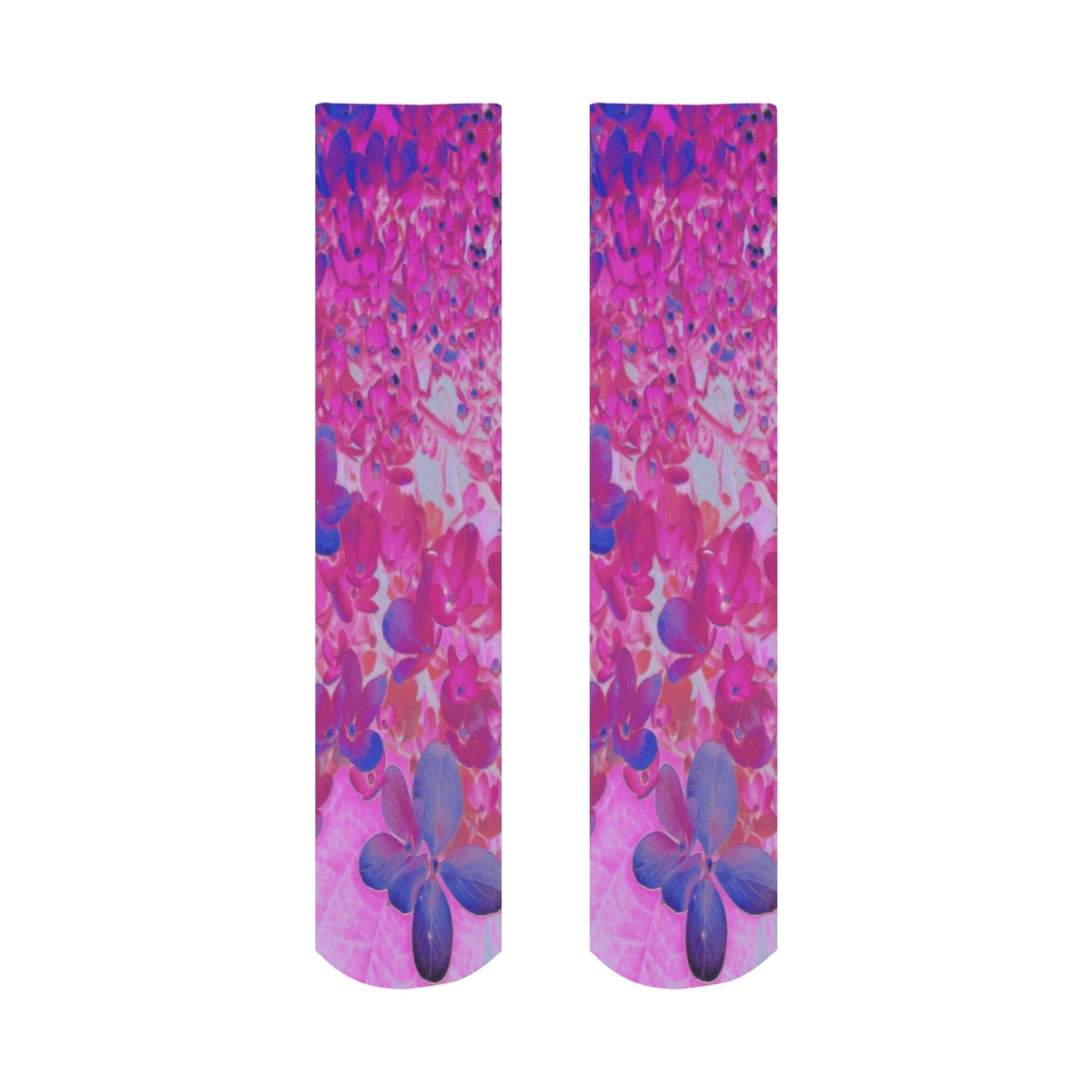 Socks for Women, Elegant Fuchsia and Dark Blue Limelight Hydrangea