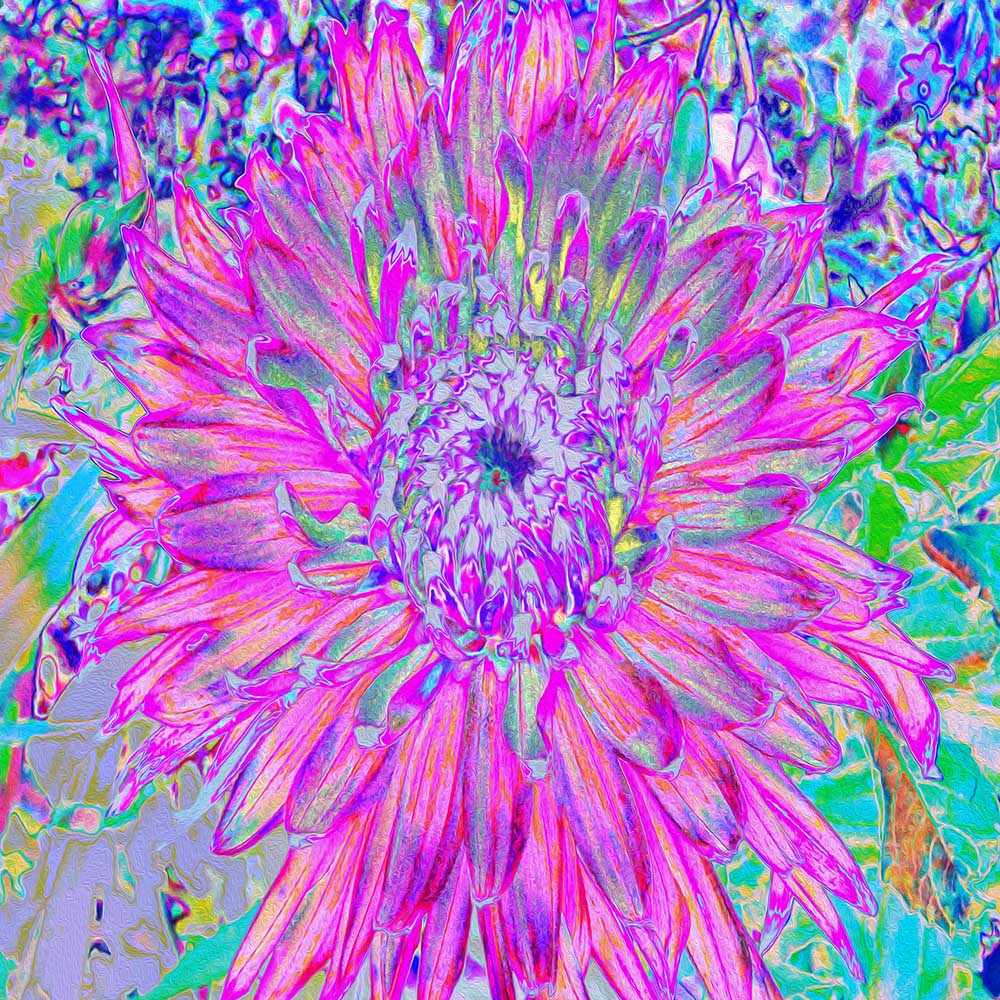 Wrap Skirts, Cool Pink Blue and Purple Artsy Dahlia Bloom