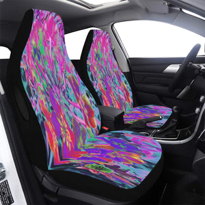 Car Seat Covers, Dramatic Psychedelic Colorful Red and Purple Flowers