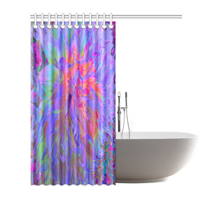 Shower Curtains, Elegant Psychedelic Decorative Dahlia Flower