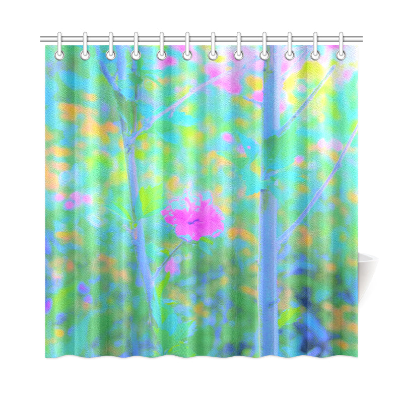 Shower Curtain, Pink Rose of Sharon Impressionistic Garden