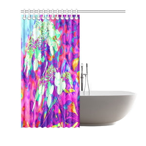 Shower Curtain, Psychedelic Aqua Twist and Shout Hydrangea