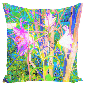 Decorative Throw Pillows, Abstract Oriental Lilies in My Rubio Garden