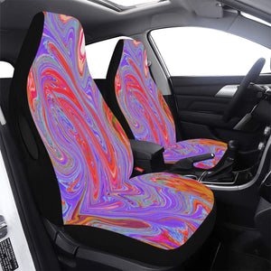 Car Seat Covers, Red and Purple Groovy Abstract Retro Art