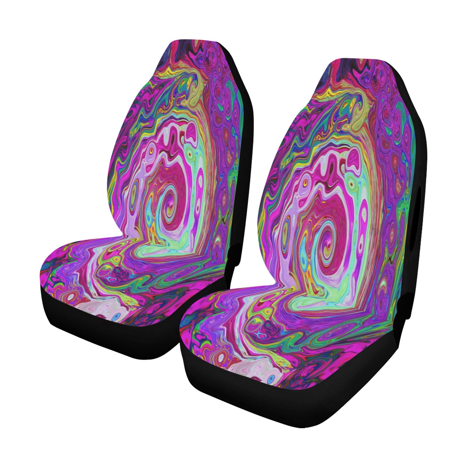 Car Seat Covers, Groovy Abstract Retro Magenta Rainbow Swirl