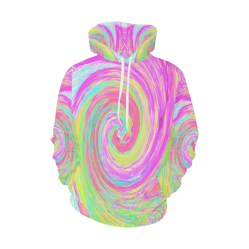 Hoodies for Women, Groovy Abstract Pink and Blue Liquid Swirl