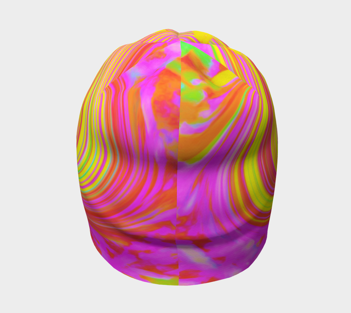 Beanie Hats, Yellow Sunflower on a Psychedelic Swirl