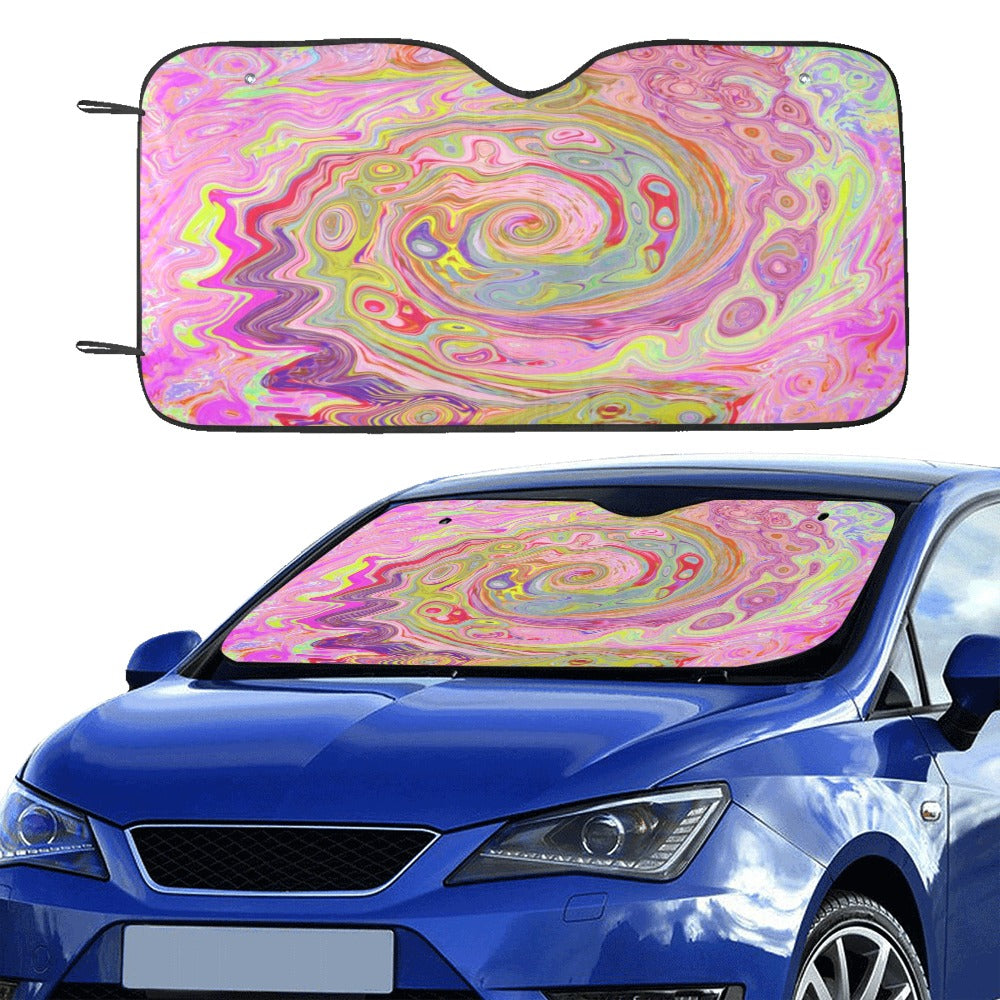Auto Sun Shades, Retro Pink, Yellow and Magenta Abstract Groovy Art
