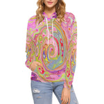Hoodies for Women, Retro Pink, Yellow and Magenta Abstract Groovy Art