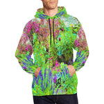 Hoodies for Men, Green Spring Garden Landscape with Peonies