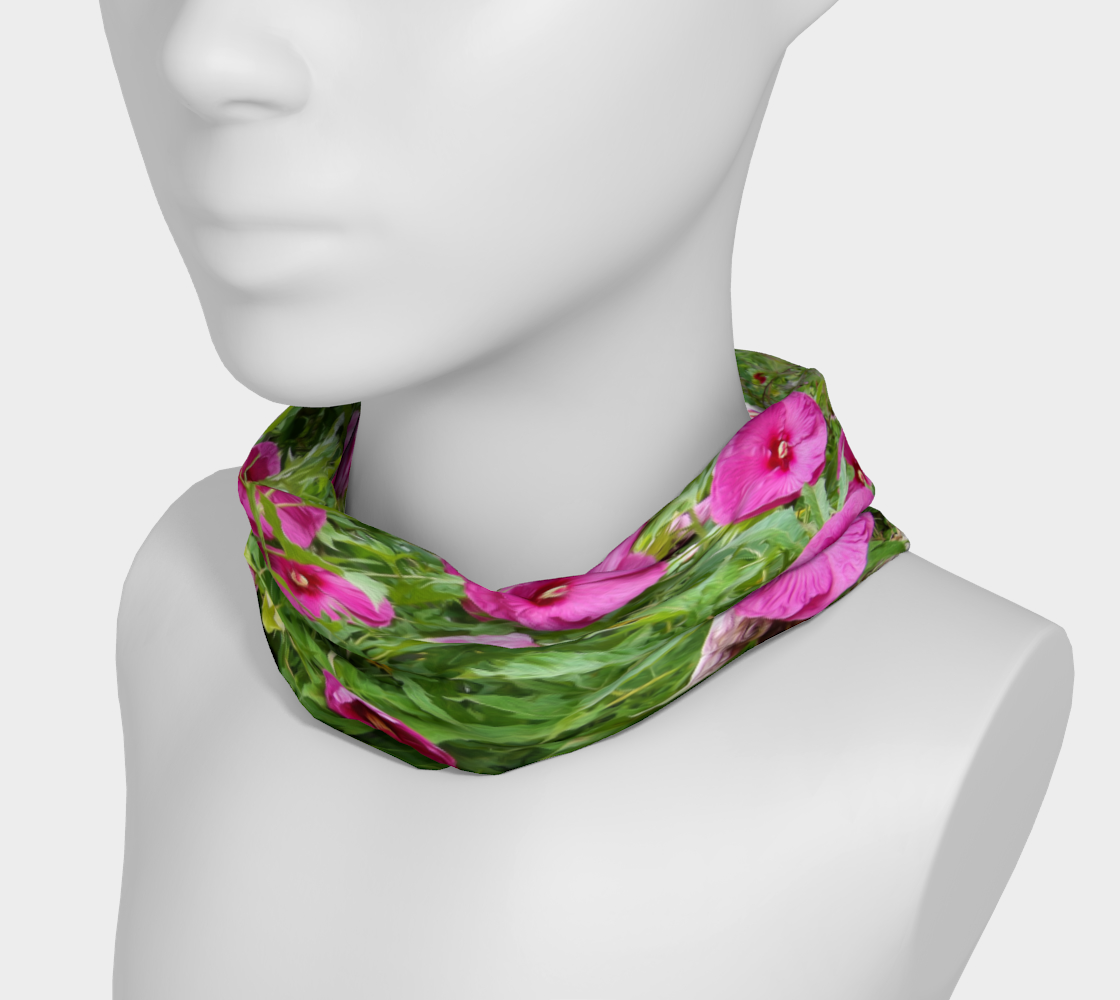 Wide Fabric Headband, Beautiful Deep Pink Hibiscus in the Garden, Face Covering