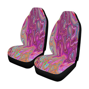 Car Seat Covers, Trippy Abstract Cool Magenta Rainbow Colors Retro Art
